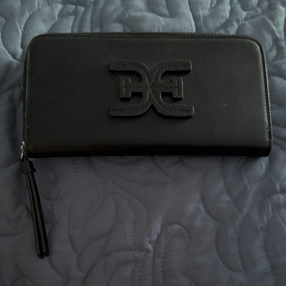 Sam Edelman Black Zipper Wallet with Logo